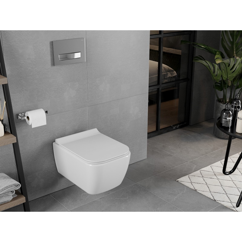 Mexen Elis miska wc Rimless z deską wolnoopadającą slim, duroplast, biała połysk - 30910700