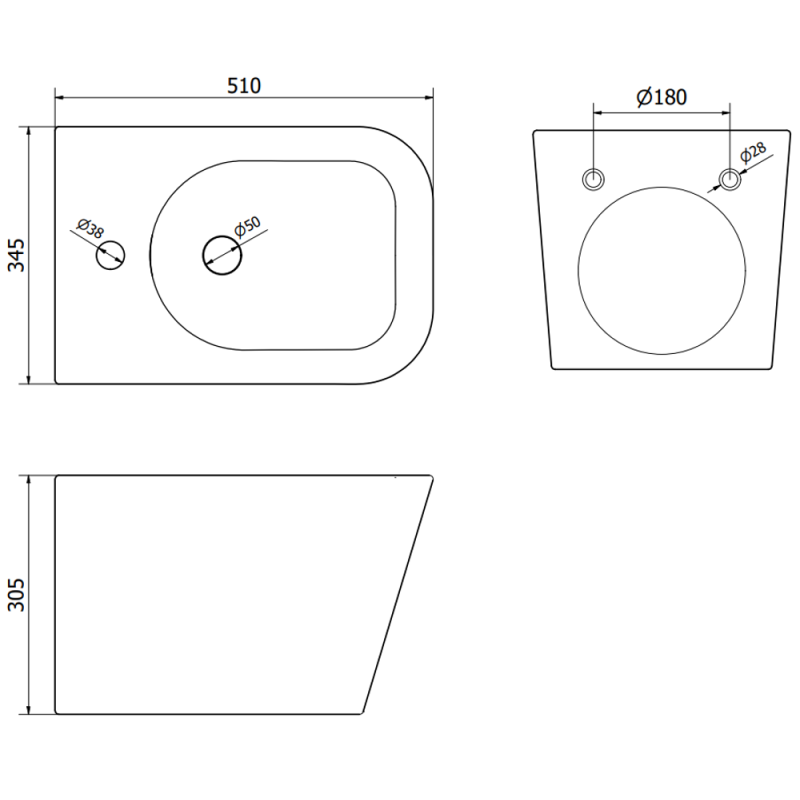 Mexen Teo bidet wiszący, czarny mat - 35855185