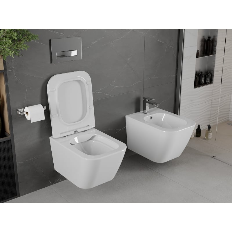 Mexen Madox miska wc Rimless z deską wolnoopadającą slim, duroplast, biała połysk - 30154000
