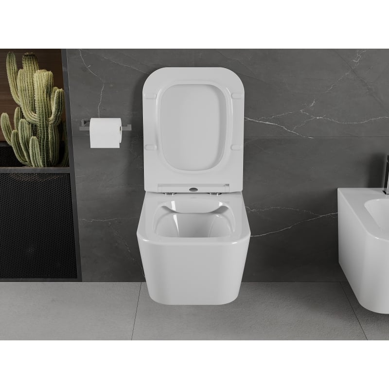 Mexen Madox miska wc Rimless z deską wolnoopadającą slim, duroplast, biała połysk - 30154000