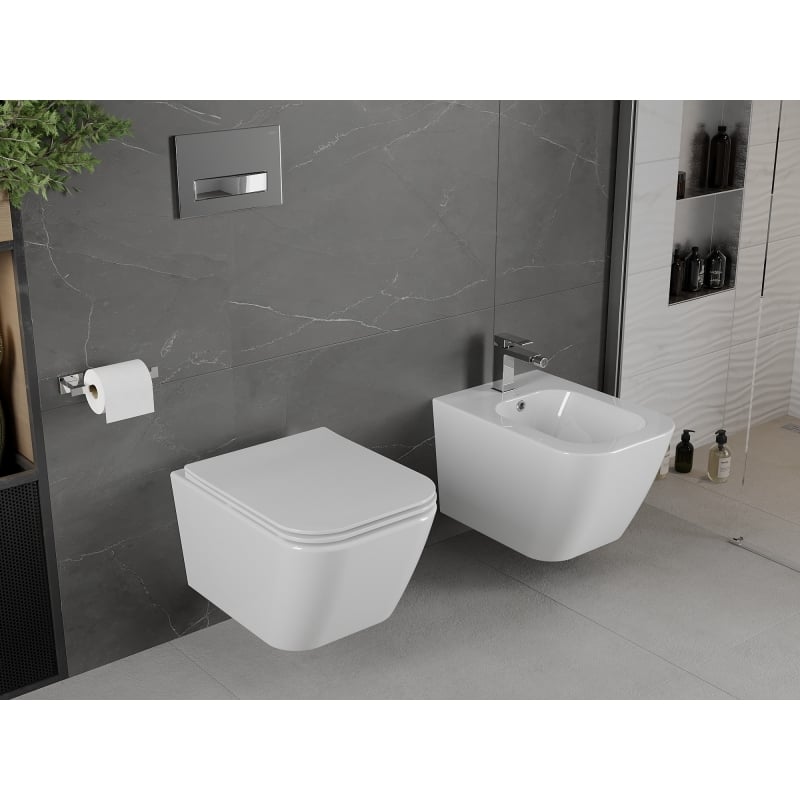 Mexen Madox miska wc Rimless z deską wolnoopadającą slim, duroplast, biała połysk - 30154000