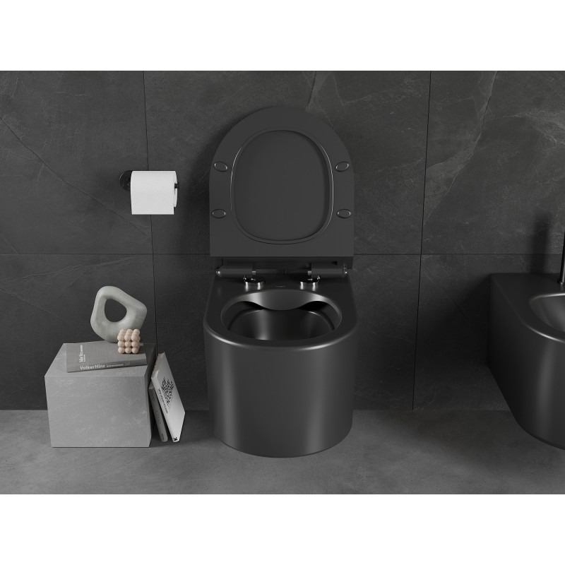 Mexen Sofia miska wc Rimless z deską wolnoopadającą slim, duroplast, czarna mat - 30540185