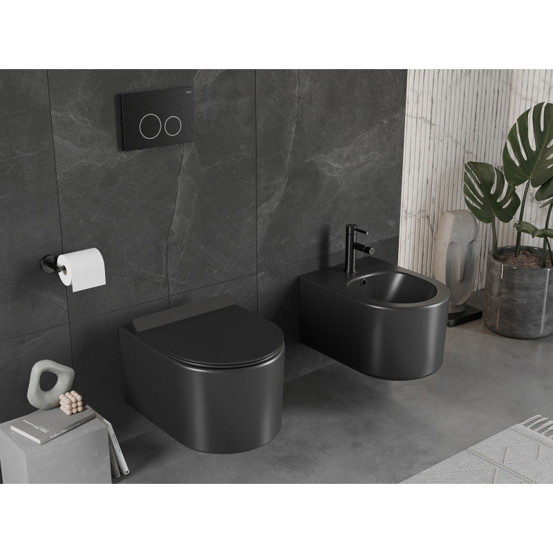 Mexen Sofia miska wc Rimless z deską wolnoopadającą slim, duroplast, czarna mat - 30540185