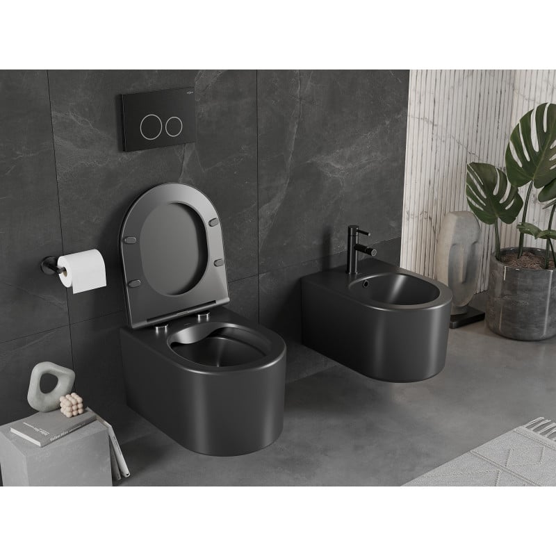 Mexen Sofia miska wc Rimless z deską wolnoopadającą slim, duroplast, czarna mat - 30541085