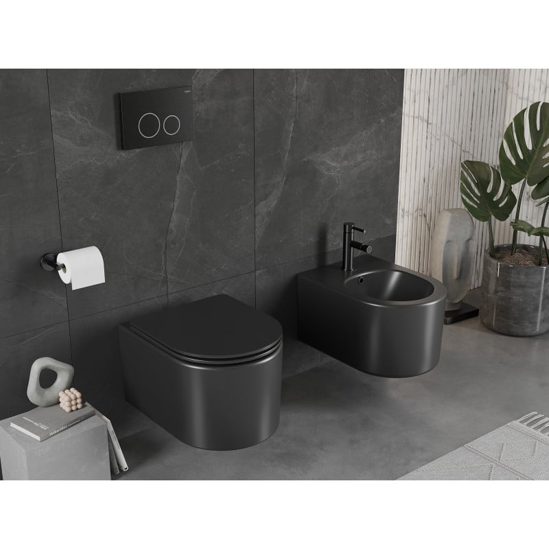 Mexen Sofia miska wc Rimless z deską wolnoopadającą slim, duroplast, czarna mat - 30541085