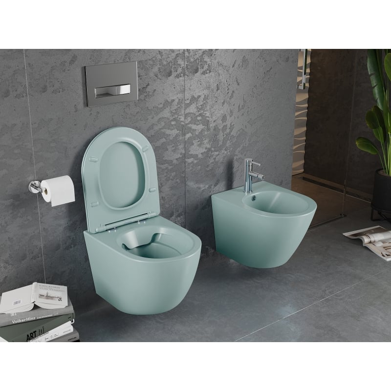 Mexen Lena miska wc Rimless z deską wolnoopadającą slim, duroplast, zielona jasna mat - 30224048