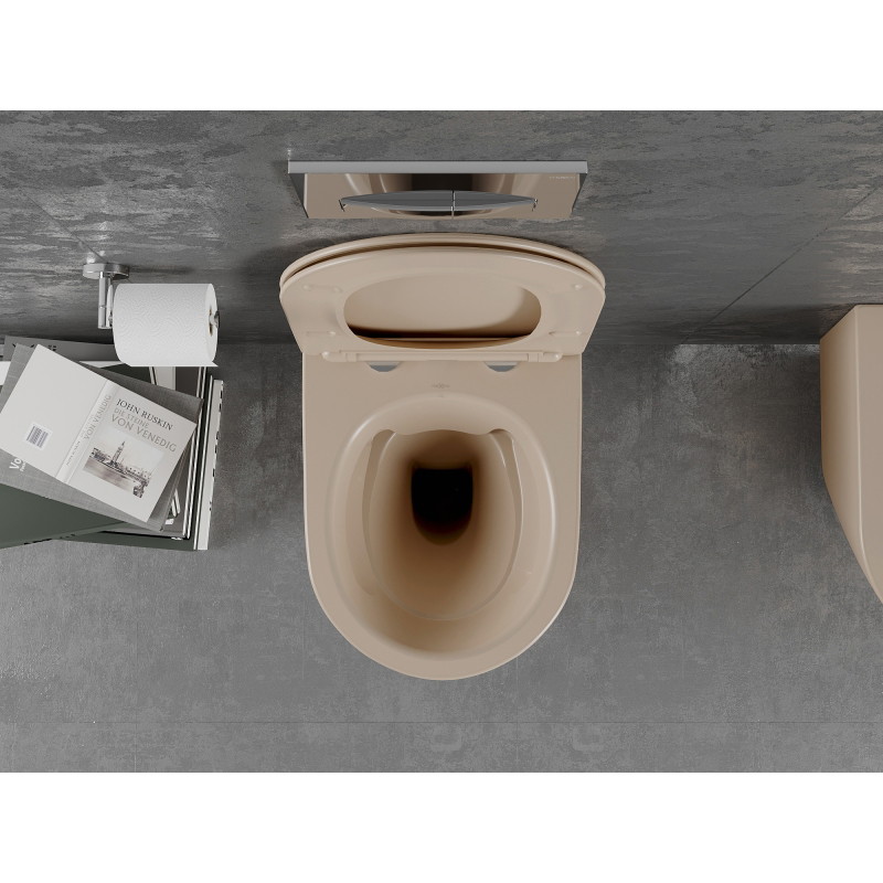 Mexen Lena miska wc Rimless z deską wolnoopadającą slim, duroplast, cappuccino mat - 30224064