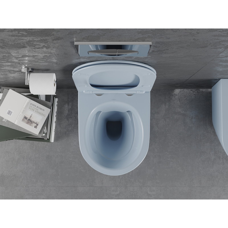 Mexen Lena miska wc Rimless z deską wolnoopadającą slim, duroplast, szara-niebieska mat - 30224069