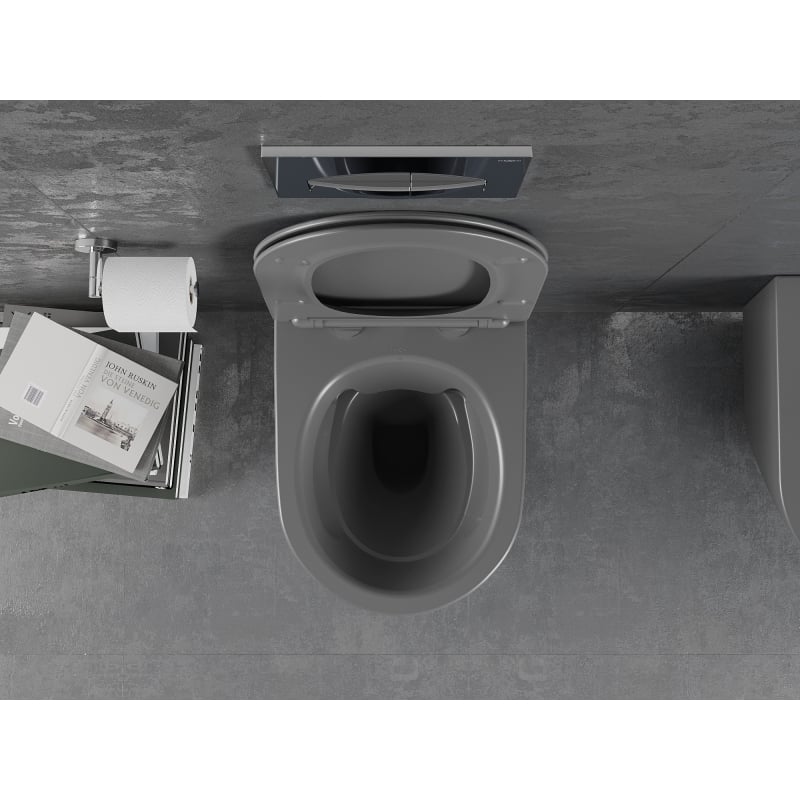 Mexen Lena miska wc Rimless z deską wolnoopadającą slim, duroplast, szara ciemna mat - 30224071