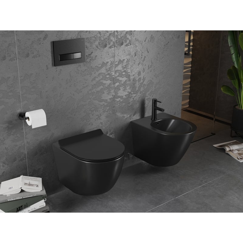 Mexen Lena miska wc Rimless z deską wolnoopadającą slim, duroplast, czarna mat - 30220185