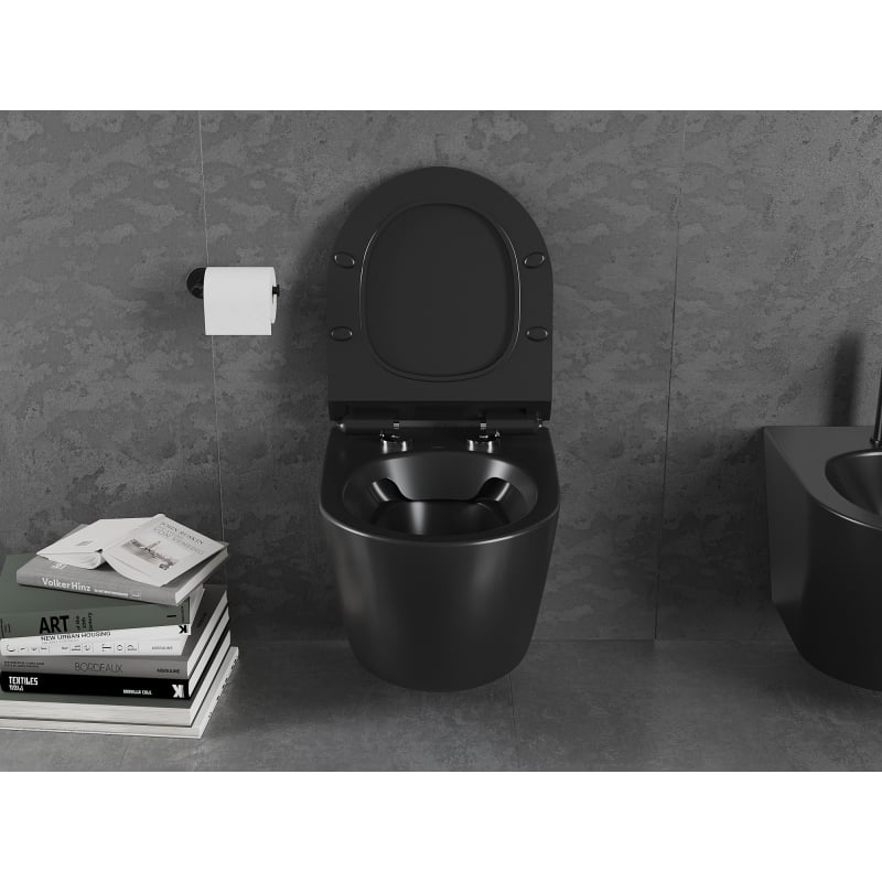 Mexen Lena miska wc Rimless z deską wolnoopadającą slim, duroplast, czarna mat - 30220185