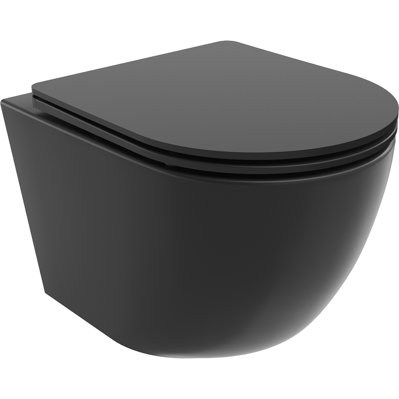 Mexen Lena miska wc Rimless z deską wolnoopadającą slim, duroplast, czarna mat - 30221085