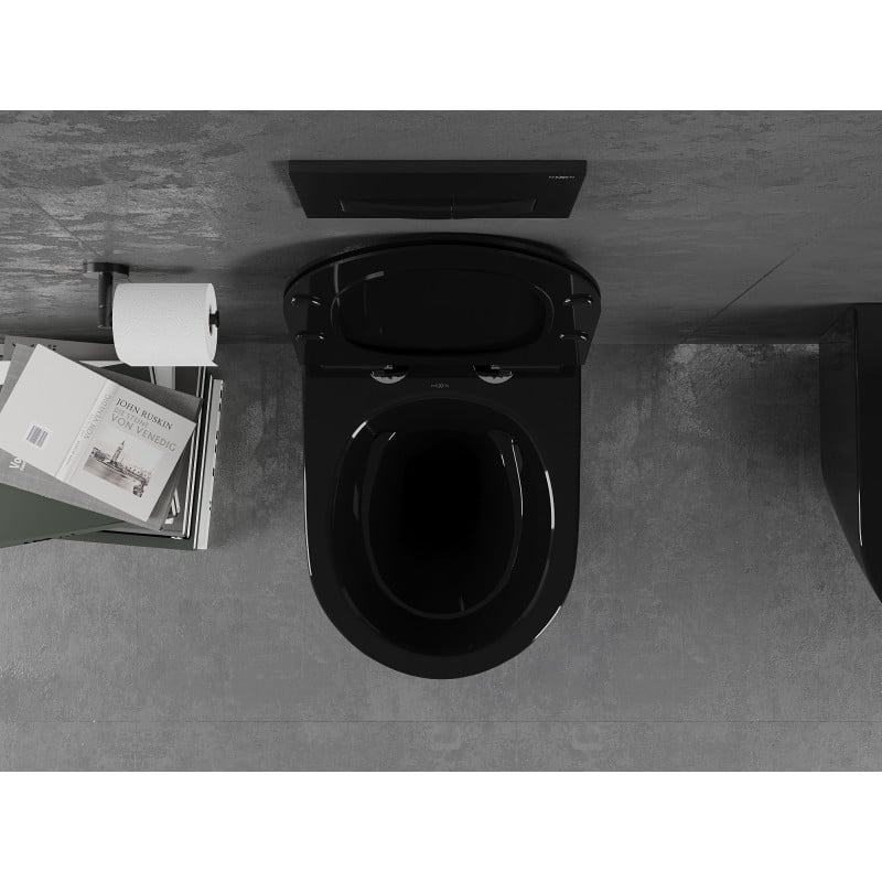 Mexen Lena miska wc Rimless z deską wolnoopadającą slim, duroplast, czarna połysk - 30224070