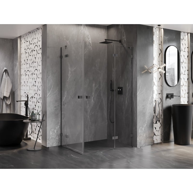 Mexen Lunar Duo kabina prysznicowa uchylna prawa 95 x 85 cm, transparent, gun metal - 834-095P-085L-95-00