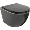 Mexen Lena miska wc Rimless z deską wolnoopadającą slim, duroplast, czarna mat/złota linia - 30224075