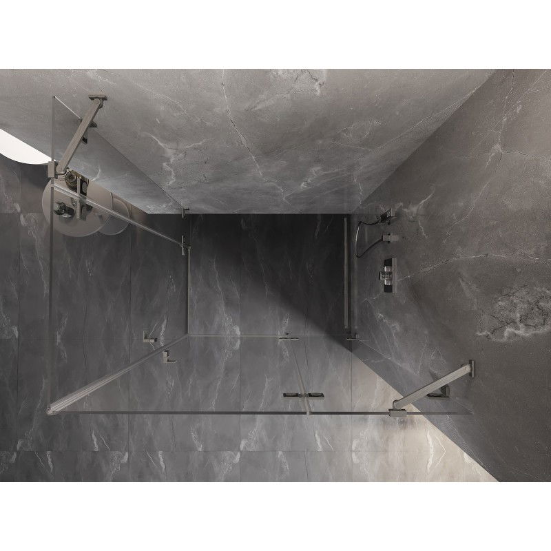 Mexen Lunar Duo kabina prysznicowa uchylna prawa 80 x 75 cm, transparent, nikiel szczotkowany - 834-080P-075L-97-00