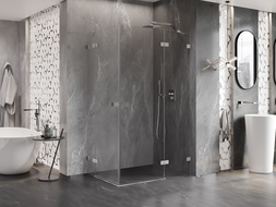 Mexen Lunar Duo kabina prysznicowa uchylna prawa 95 x 75 cm, transparent, nikiel szczotkowany - 834-095P-075L-97-00