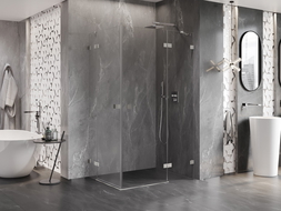 Mexen Lunar Duo kabina prysznicowa uchylna prawa 110 x 75 cm, transparent, nikiel szczotkowany - 834-110P-075L-97-00