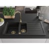 Mexen Andres zlewozmywak granitowy 1,5-komorowy z ociekaczem 1000 x 500 mm czarny, syfon złoty - 6515101510-77-G