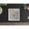 Mexen Vito zlewozmywak granitowy 1-komorowy 520 x 490 mm, biały, syfon złoty - 6503521000-20-G