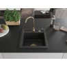 Mexen Vito zlewozmywak granitowy 1-komorowy 520 x 490 mm, czarny/srebrny metalik, syfon złoty - 6503521000-73-G