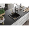 Mexen Vito zlewozmywak granitowy 1-komorowy 520 x 490 mm, czarny/złoty metalik, syfon złoty - 6503521000-75-G