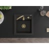Mexen Vito zlewozmywak granitowy 1-komorowy 520 x 490 mm, czarny/złoty metalik, syfon złoty - 6503521000-75-G