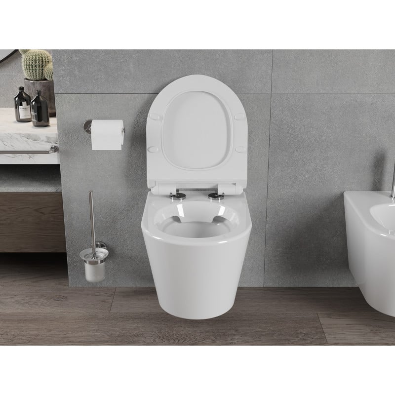 Mexen Rico miska wc Rimless z deską wolnoopadającą slim, duroplast, biała połysk - 30720100