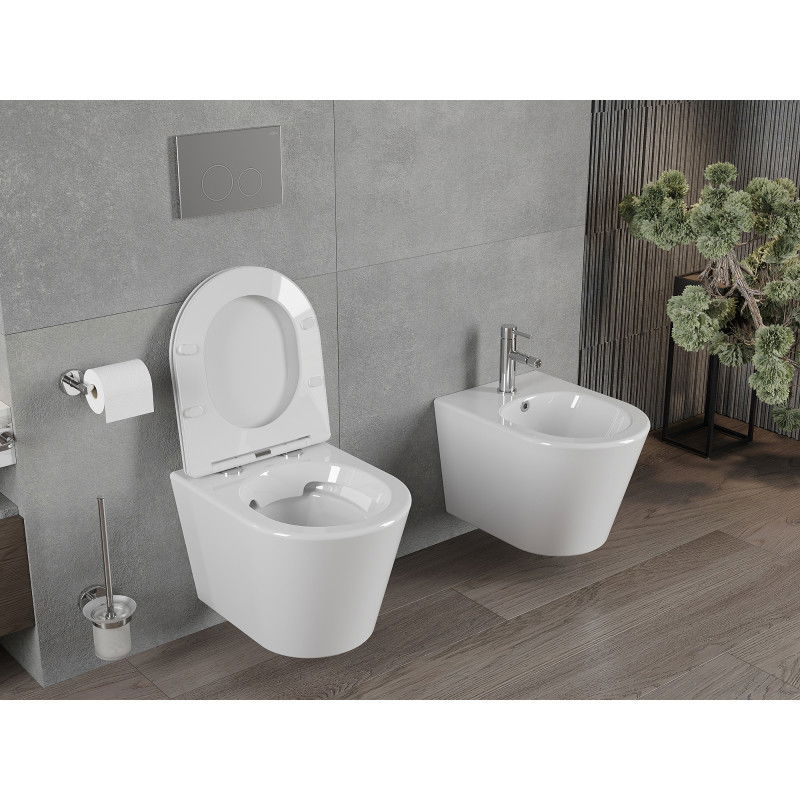 Mexen Rico miska wc Rimless z deską wolnoopadającą slim, duroplast, biała połysk - 30720300
