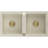 Mexen Mario zlewozmywak granitowy 2-komorowy 820 x 436 mm, beżowy, syfon złoty - 6504822000-69-G