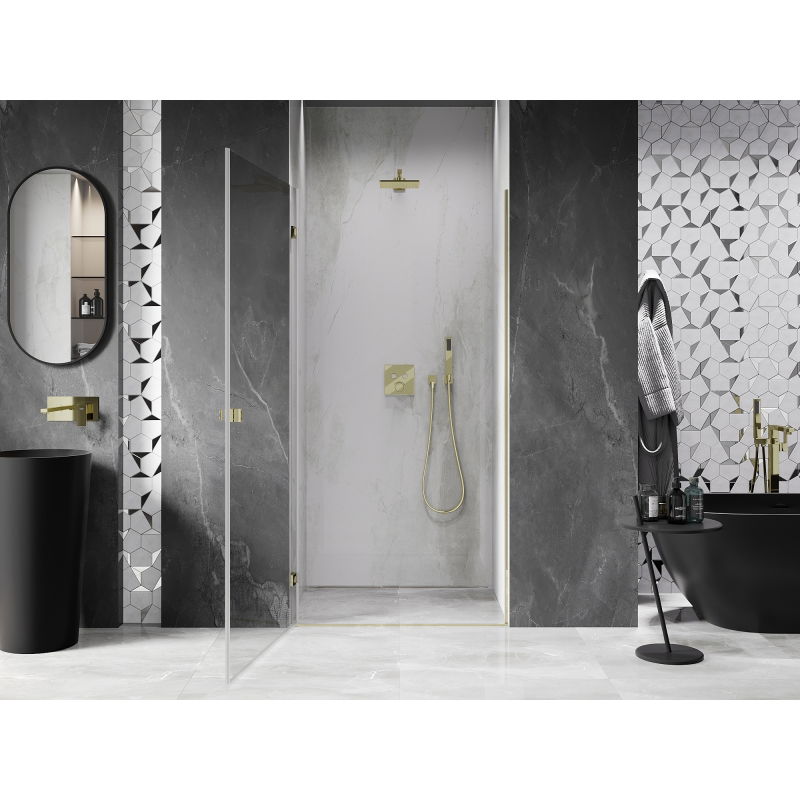 Mexen Lunar-B drzwi prysznicowe uchylne lewe 55 cm, transparent, złote - 832-055-000-50-00-L