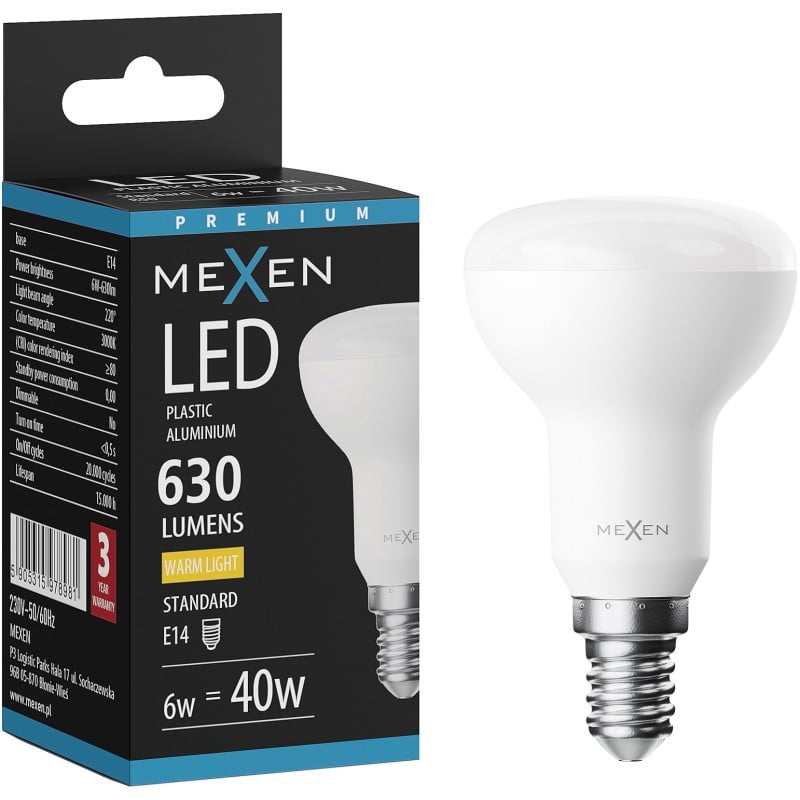 Mexen Nova żarówka LED E14, R50, 6W, Ciepła - 3000K, 630 lm - L103-E14-0630-01