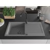 Mexen Leo zlewozmywak granitowy 1-komorowy z ociekaczem 900 x 500 mm, szary, syfon czarny - 6501901010-71-B