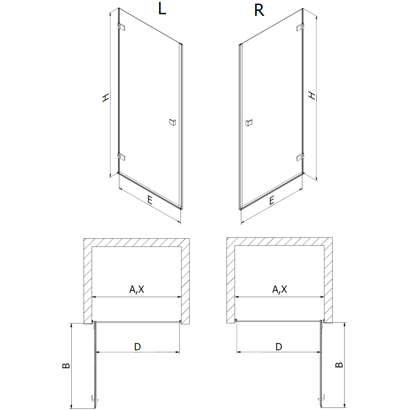 Mexen Lunar-B drzwi prysznicowe uchylne lewe 45 cm, transparent, gun metal - 832-045-000-95-00-L