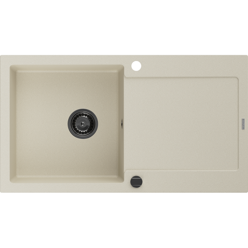 Mexen Leo zlewozmywak granitowy 1-komorowy z ociekaczem 900 x 500 mm, beżowy, syfon czarny - 6501901010-69-B