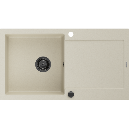 Mexen Leo zlewozmywak granitowy 1-komorowy z ociekaczem 900 x 500 mm, beżowy, syfon czarny - 6501901010-69-B