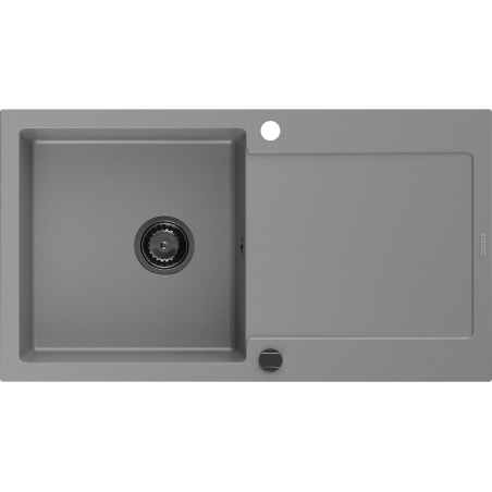 Mexen Leo zlewozmywak granitowy 1-komorowy z ociekaczem 900 x 500 mm, szary, syfon czarny - 6501901010-71-B