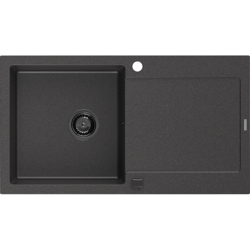 Mexen Leo zlewozmywak granitowy 1-komorowy z ociekaczem 900 x 500 mm, czarny nakrapiany, syfon czarny - 6501901010-76-B