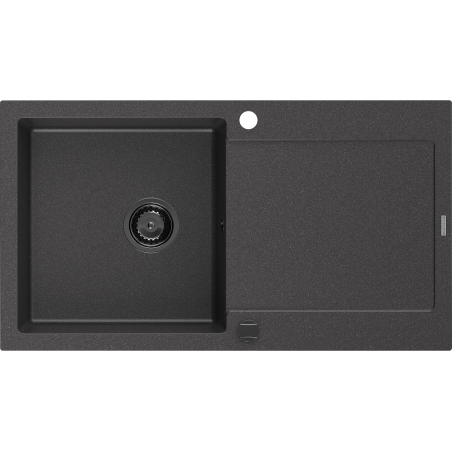 Mexen Leo zlewozmywak granitowy 1-komorowy z ociekaczem 900 x 500 mm, czarny nakrapiany, syfon czarny - 6501901010-76-B