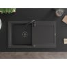 Mexen Leo zlewozmywak granitowy 1-komorowy z ociekaczem 900 x 500 mm, czarny nakrapiany, syfon czarny - 6501901010-76-B