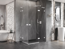 Mexen Lunar L Duo kabina prysznicowa uchylna prawa 115 x 100 cm, transparent, biała - 834L-115P-100L-20-00