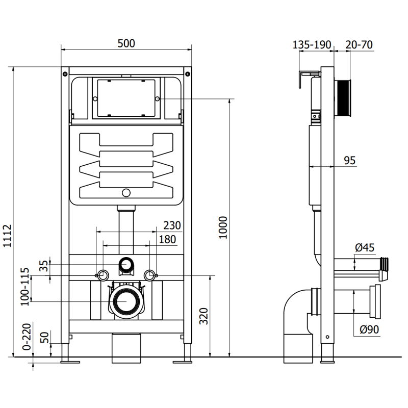Mexen zestaw podtynkowy WC stelaż Fenix Slim z miską WC Teo, czarny mat - 6103385XX85