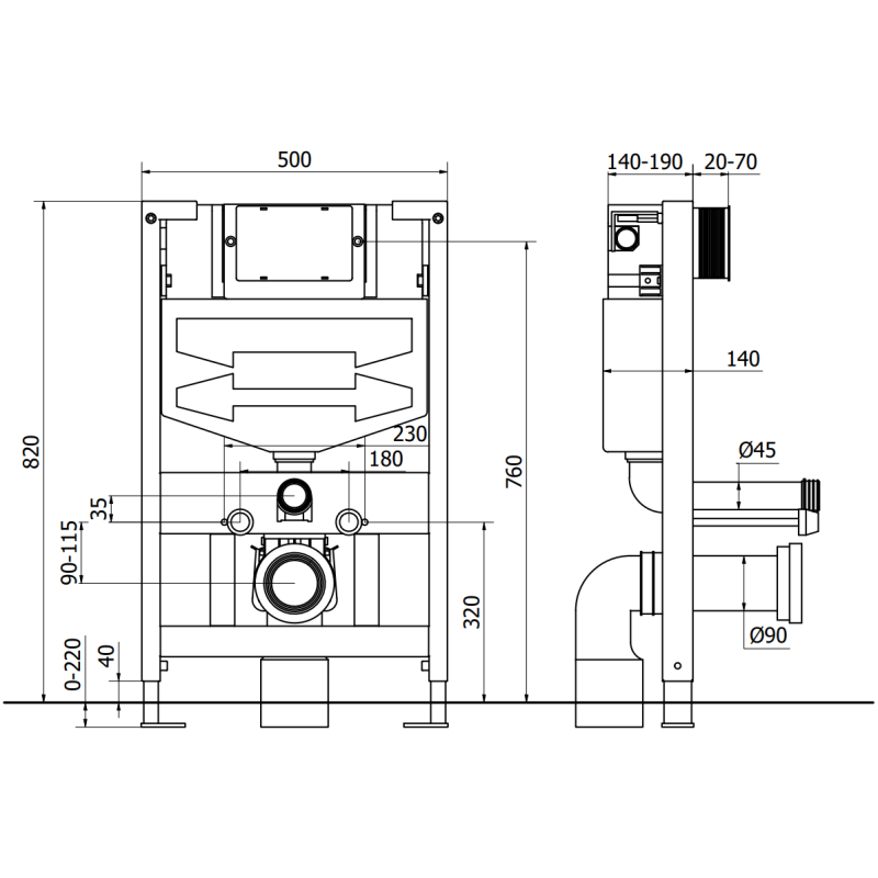 Mexen zestaw podtynkowy WC stelaż Fenix XS-F z miską WC Lena, czarny mat - 6803322XX85
