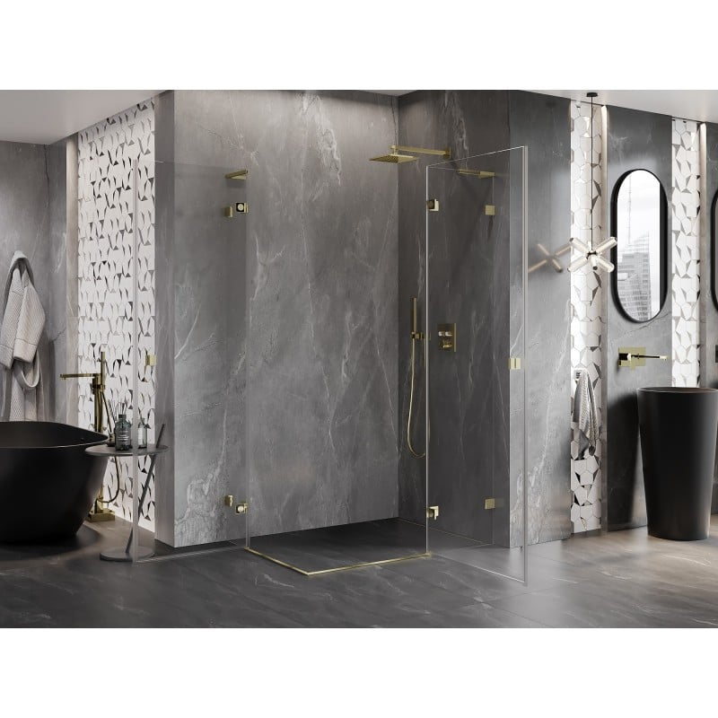 Mexen Lunar L Duo kabina prysznicowa uchylna prawa 110 x 105 cm, transparent, złota - 834L-110P-105L-50-00