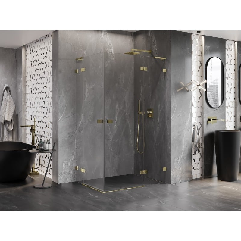 Mexen Lunar L Duo kabina prysznicowa uchylna prawa 110 x 105 cm, transparent, złota - 834L-110P-105L-50-00