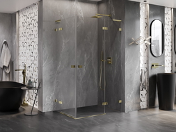 Mexen Lunar L Duo kabina prysznicowa uchylna prawa 120 x 85 cm, transparent, złota - 834L-120P-085L-50-00