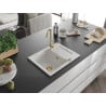 Mexen Enzo zlewozmywak granitowy 1-komorowy z ociekaczem 576 x 465 mm, biały, syfon złoty - 6506571005-20-G