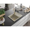 Mexen Enzo zlewozmywak granitowy 1-komorowy z ociekaczem 576 x 465 mm, beżowy, syfon złoty - 6506571005-69-G