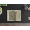Mexen Enzo zlewozmywak granitowy 1-komorowy z ociekaczem 576 x 465 mm, beżowy, syfon złoty - 6506571005-69-G