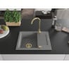 Mexen Enzo zlewozmywak granitowy 1-komorowy z ociekaczem 576 x 465 mm, szary, syfon złoty - 6506571005-71-G